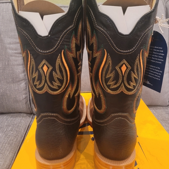 R. Watson Antique Miel Goat Black Square Toe Boots RW8003-2 Mens - Picture 4 of 12